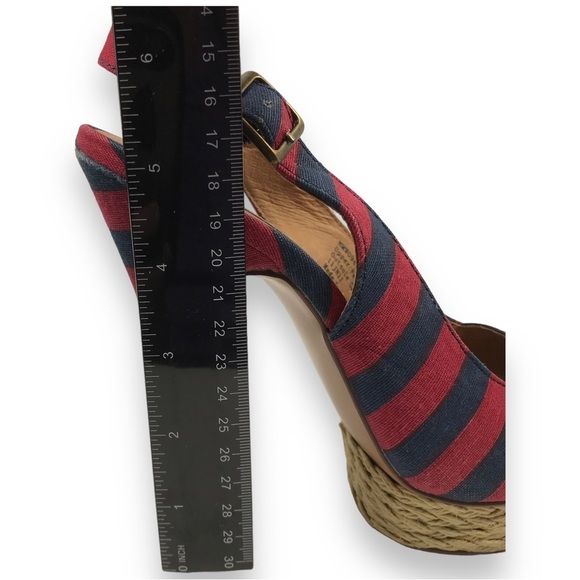 Monkey Overboard Womens Striped Canvas Espadrille Platform Red Blue Sz 7 - Picture 9 of 16